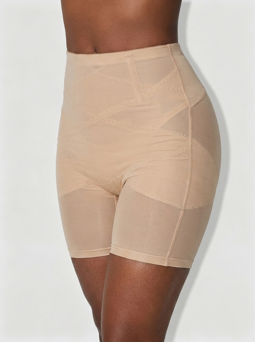 High Waist Mid-Thigh Breathable Mesh Shapewear Shorts, All Day Wear Butt Lifting Shaper