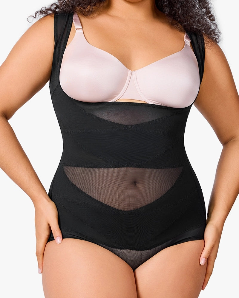 See-Through Mesh Tummy Controlling Sexy Bodysuit