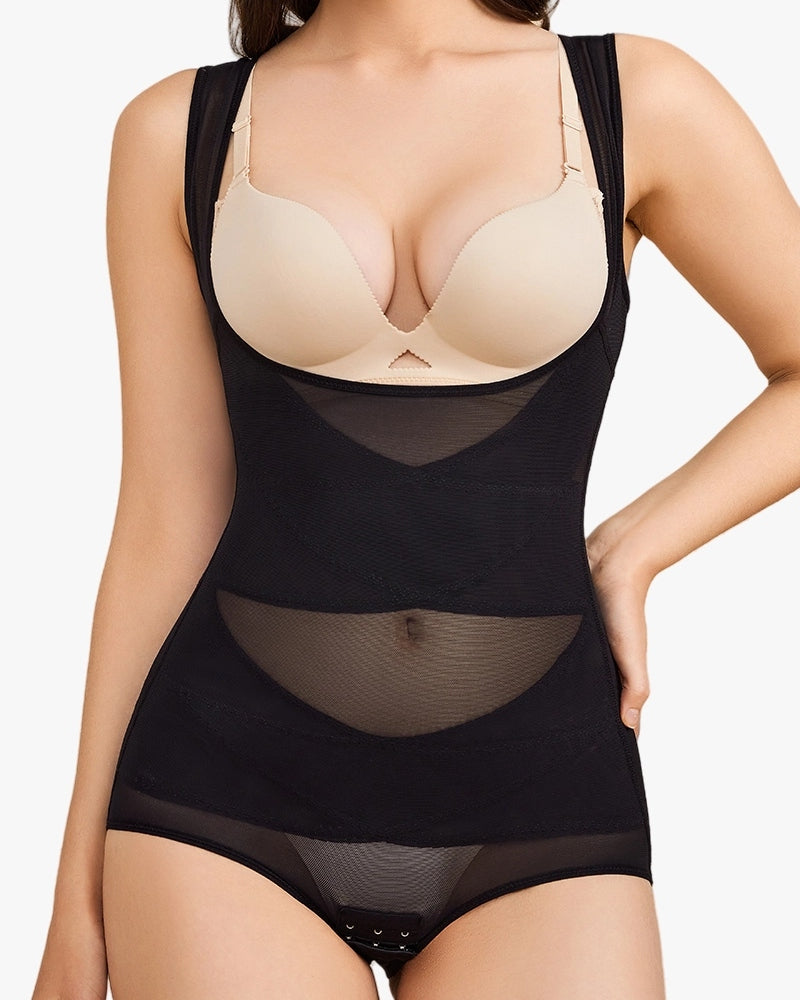 See-Through Mesh Tummy Controlling Sexy Bodysuit