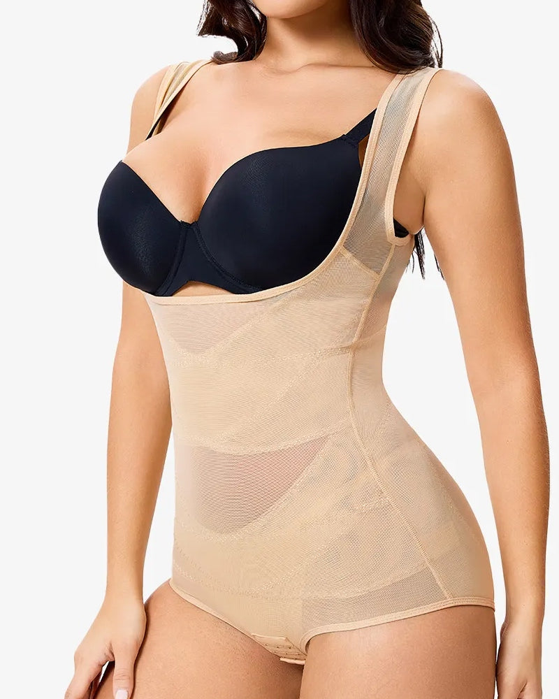 See-Through Mesh Tummy Controlling Sexy Bodysuit