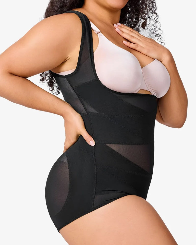 See-Through Mesh Tummy Controlling Sexy Bodysuit