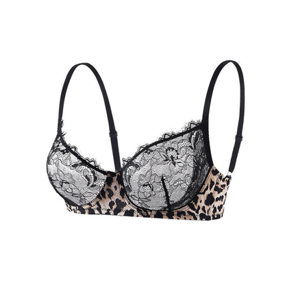 Leopard Flower Lace Plus Size Minimizer Bra