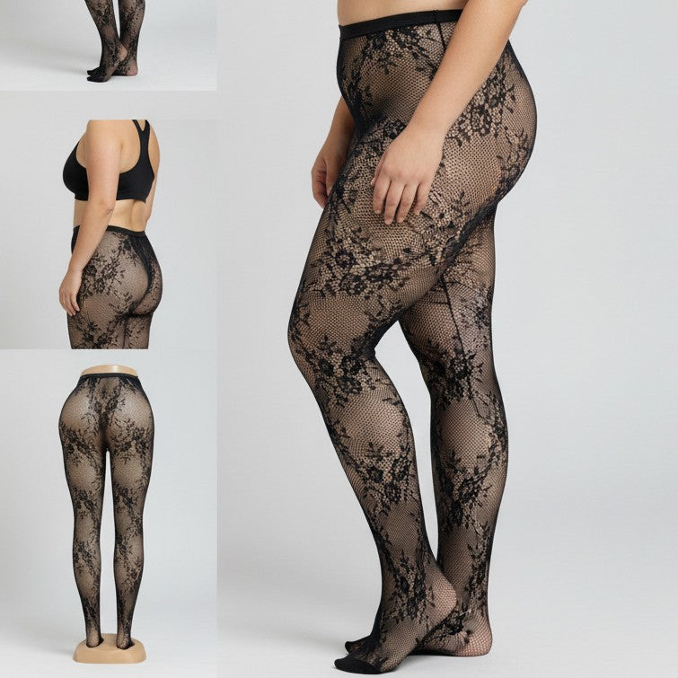 Floral Lace Fishnet Tights
