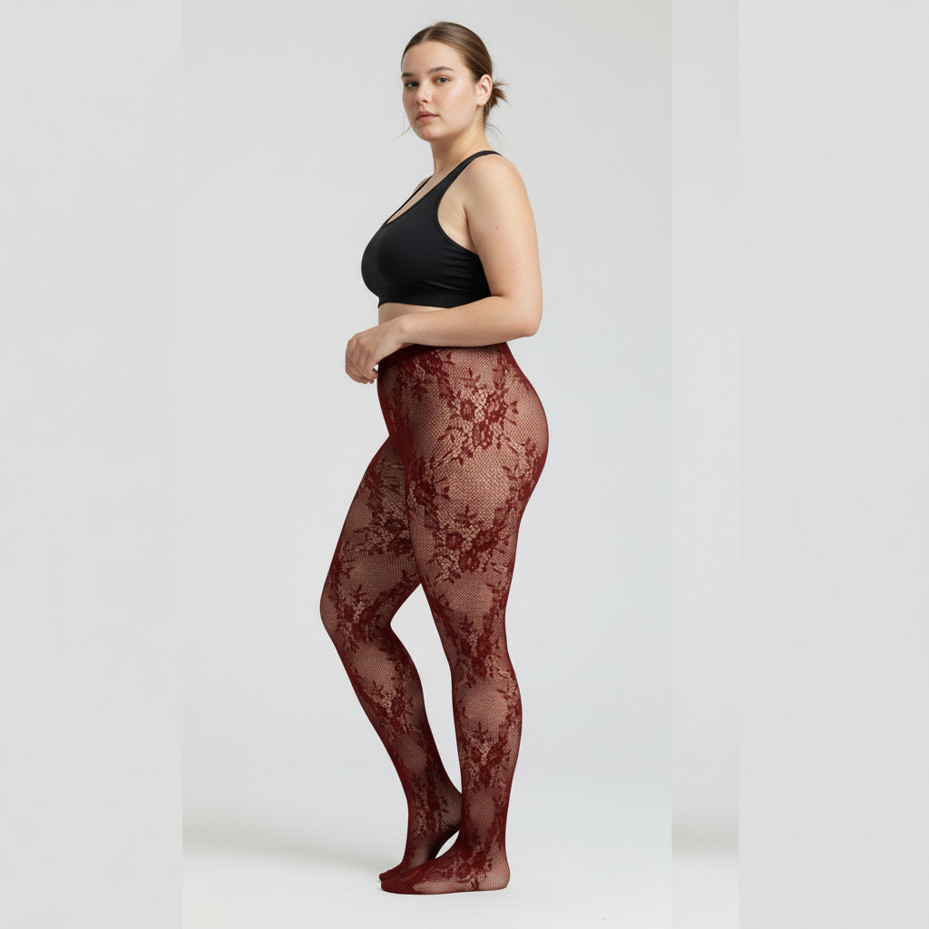 Floral Lace Fishnet Tights