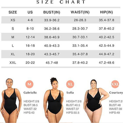 V-Neck Tummy Control Sculpt Bodysuit