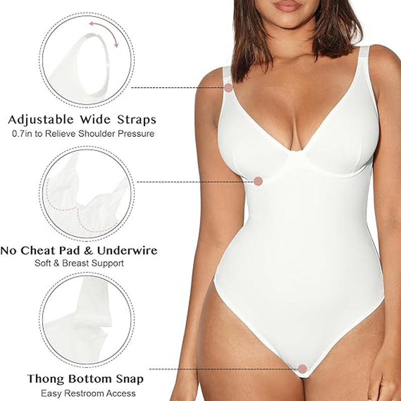 V-Neck Tummy Control Sculpt Bodysuit