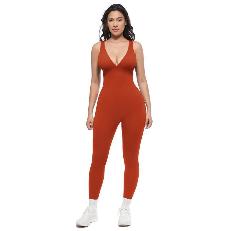 Deep V‑Neck High Waist Tummy Control Shapewear Jumpsuit