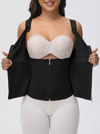 Zip Front Corset With Built-In Bra Cups