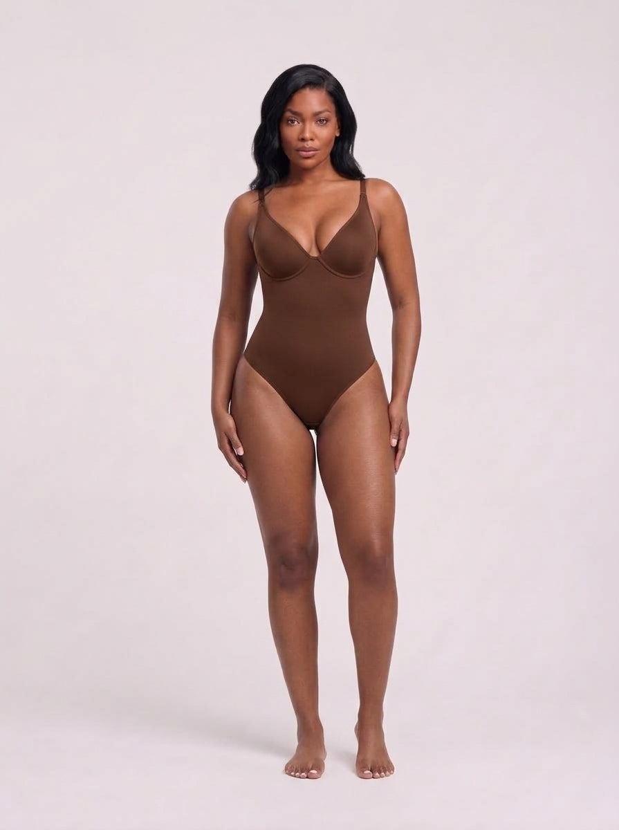 V-Neck Tummy Control Sculpt Bodysuit