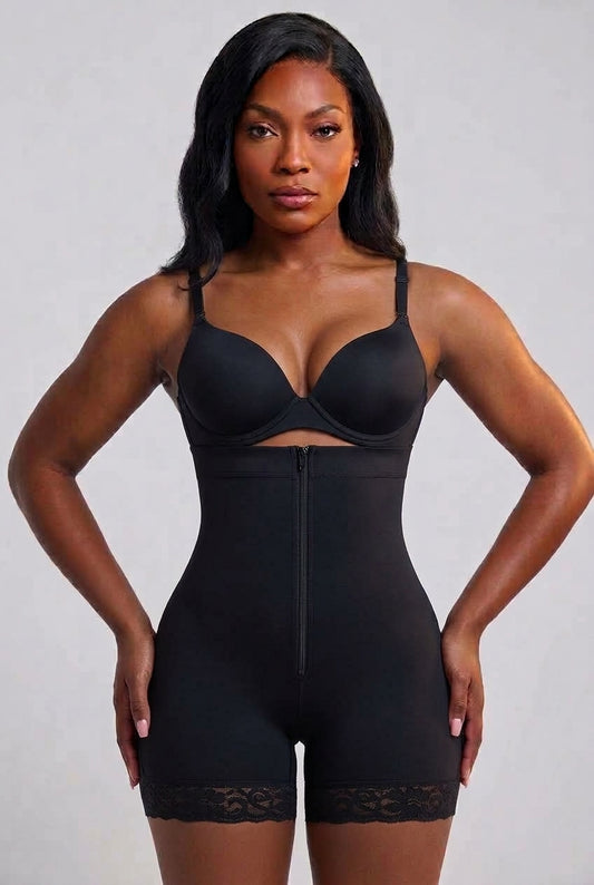 Shaping Bodysuit with Hook-and-Eye Closure and Zip
